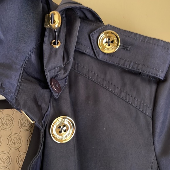 Michael Kors Navy Double Breasted Trench Coat Size S - Picture 3 of 5